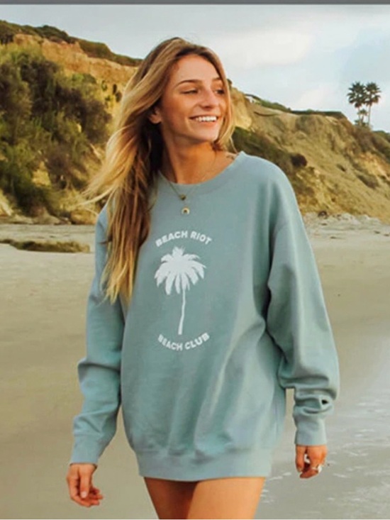 Beach Riot Tops - Beach Riot Beach Club Palm Tree 🌴 Oversized Pullover Sweatshirt Medium NEW